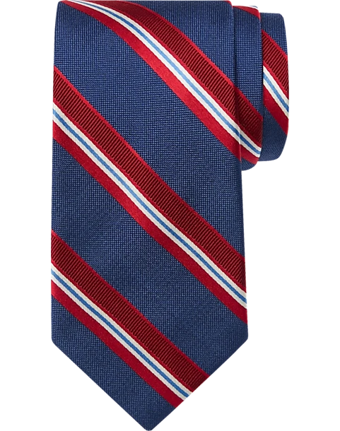 Pronto Uomo Narrow Tie, Navy Stripe