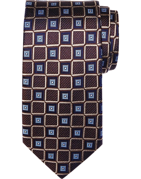 Pronto Uomo Narrow Tie, Brown Check