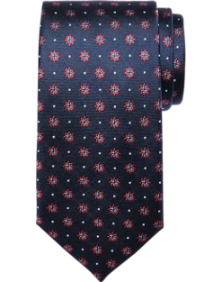 Pronto Uomo Narrow Tie, Navy Geometric Dot