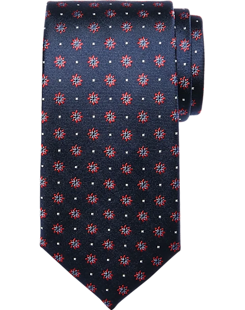 Pronto Uomo Narrow Tie, Navy Geometric Dot