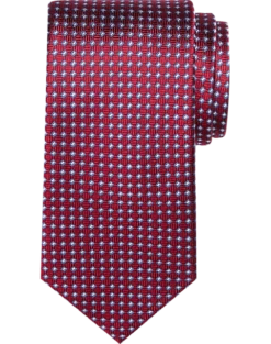 Pronto Uomo Narrow Tie, Burgundy Mini Grid Check