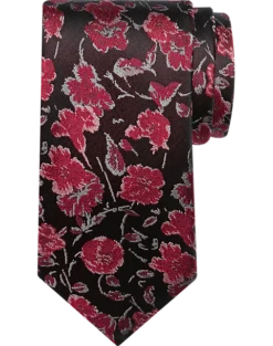 Awearness Kenneth Cole Skinny Tie, Burgundy Floral