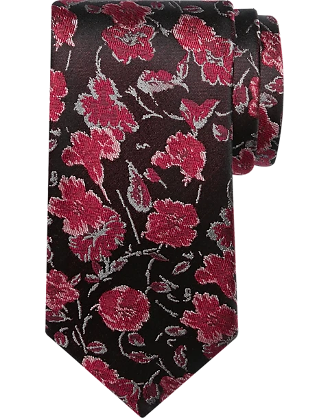 Awearness Kenneth Cole Skinny Tie, Burgundy Floral