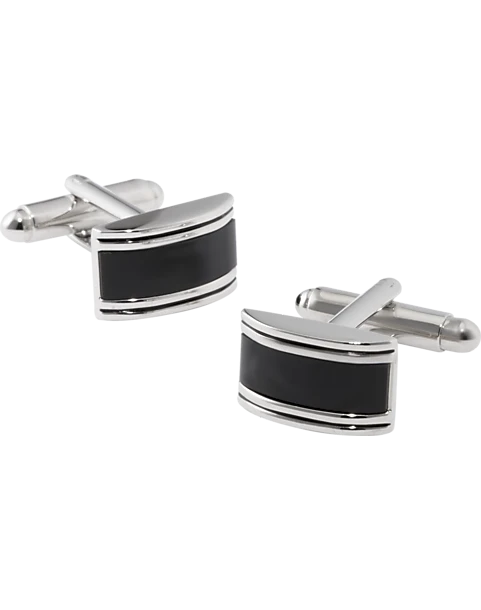 Pronto Uomo Cufflinks, Black Onyx & Silver