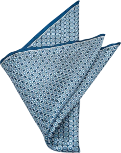 Pronto Uomo Pocket Square, Blue Square Dot
