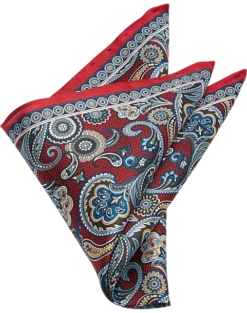 Pronto Uomo Pocket Square, Red Paisley