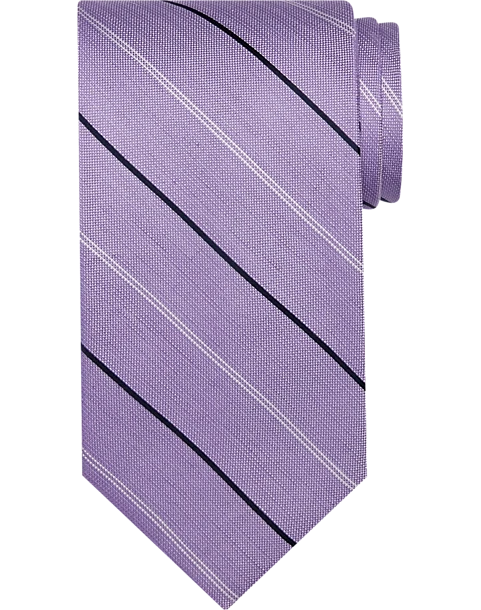 Pronto Uomo Narrow Tie, Lavender With Black & White Stripes