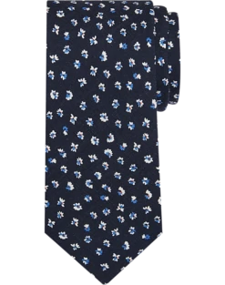 Joseph Abboud Narrow Tie, Navy Tossed Floral