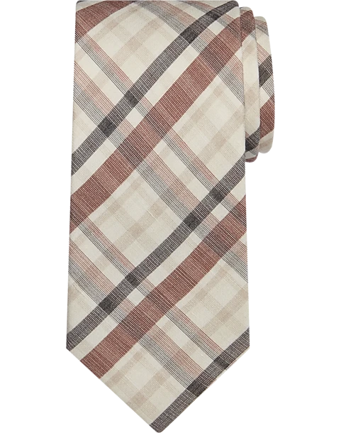 Pronto Uomo Narrow Tie, Brown Plaid
