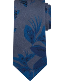 Pronto Uomo Narrow Tie, Navy Tropical Print