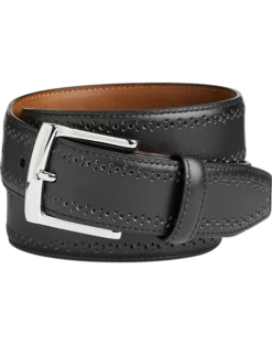 Johnston & Murphy Perforated Edge Belt, Black