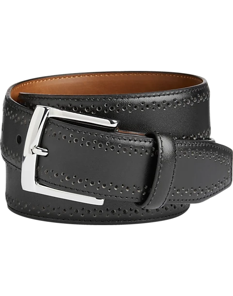 Johnston & Murphy Perforated Edge Belt, Black