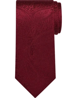 Pronto Uomo Narrow Tie, Tonal Burgundy Paisley