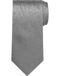 Pronto Uomo Narrow Tie, Tonal Silver Paisley