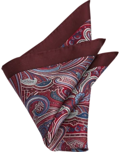 Joseph Abboud Pocket Square, Burgundy Paisley
