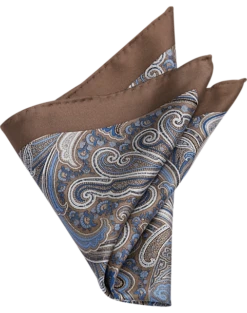 Joseph Abboud Pocket Square, Taupe Paisley