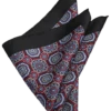 Joseph Abboud Silk Pocket Square, Black & Burgundy Medallion