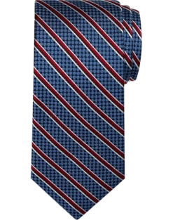 Pronto Uomo Narrow Tie, Burgundy & Blue Stripe