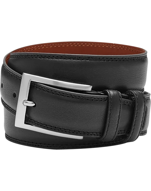 Joseph Abboud Double Loop Leather Belt, Black