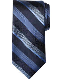 Awearness Kenneth Cole Narrow Tie, Navy Pebbled Stripe
