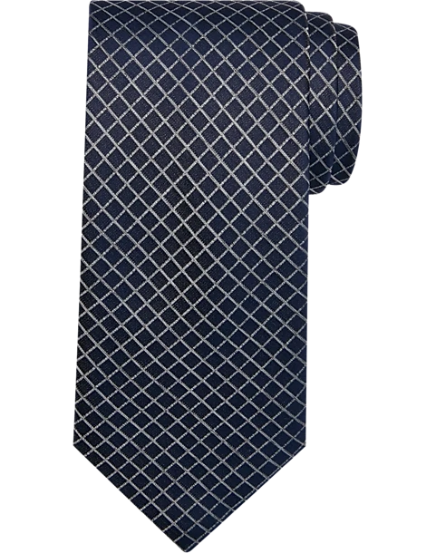 Awearness Kenneth Cole Narrow Tie, Navy Grid