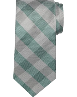 Pronto Uomo Narrow Tie, Green Checkered