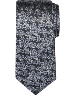 Pronto Uomo Narrow Tie, Charcoal Double Daisy