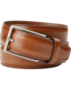 Joseph Abboud Feather Edge Leather Belt, Cognac