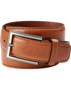 Joseph Abboud Feather Edge Stitched Belt, Cognac