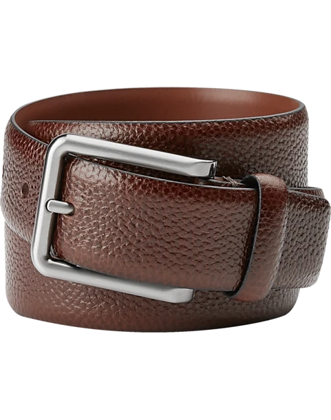 Joseph Abboud Feather Edge Leather Belt, Burgundy