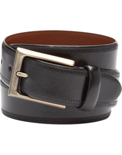 Joseph Abboud Feather Edge Leather Belt, Black