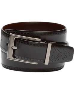 Joseph Abboud Feather Edge Reversible Leather Belt, Black