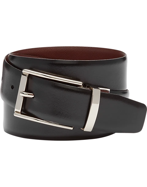 Joseph Abboud Feather Edge Reversible Pebbled Leather Belt, Cognac - Image 2