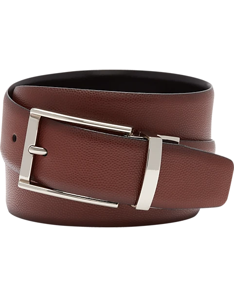 Joseph Abboud Feather Edge Reversible Pebbled Leather Belt, Cognac