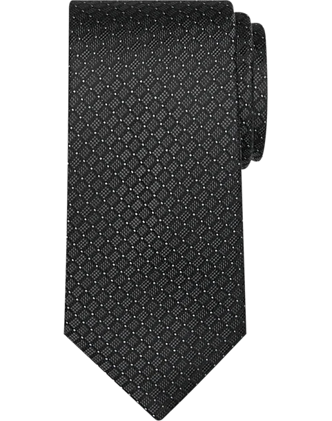 Pronto Uomo Narrow Tie, Black Tonal Grid