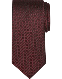 Pronto Uomo Narrow Tie, Burgundy Tonal Grid