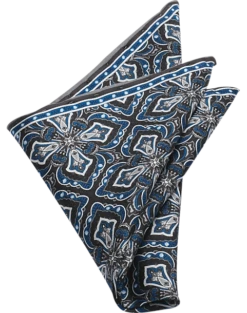 Pronto Uomo Pocket Square, Black Oversized Medallion