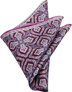 Pronto Uomo Pocket Square, Purple Oversized Medallion