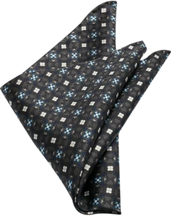 Pronto Uomo Pocket Square, Black Medallion