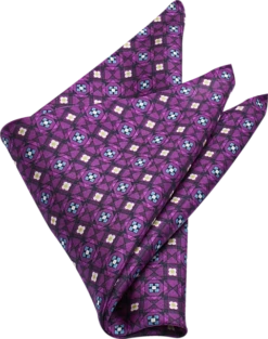 Pronto Uomo Pocket Square, Plum Medallion
