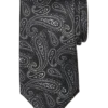 Pronto Uomo Narrow Tie, Black Tonal Paisley