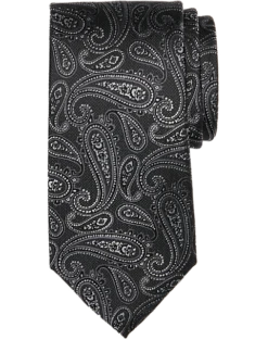 Pronto Uomo Narrow Tie, Black Tonal Paisley