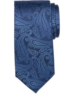 Pronto Uomo Narrow Tie, Blue Tonal Paisley