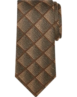 Pronto Uomo Narrow Tie, Brown Sketched Diamond