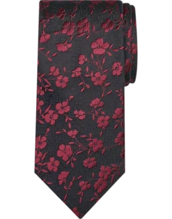 Pronto Uomo Narrow Tie, Red Floral