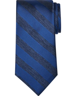 Pronto Uomo Narrow Tie, Navy Stripe