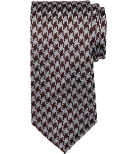 Joseph Abboud Narrow Tie, Burgundy Shepard's Check