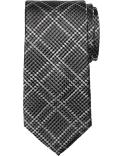 Joseph Abboud Narrow Tie, Black Tonal Plaid