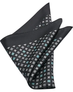Joseph Abboud Pocket Square, Black Mini Retro Pattern