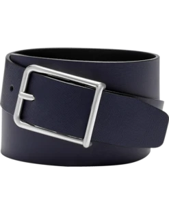 Joseph Abboud Leather Casual Belt, Navy Abstract Geometric